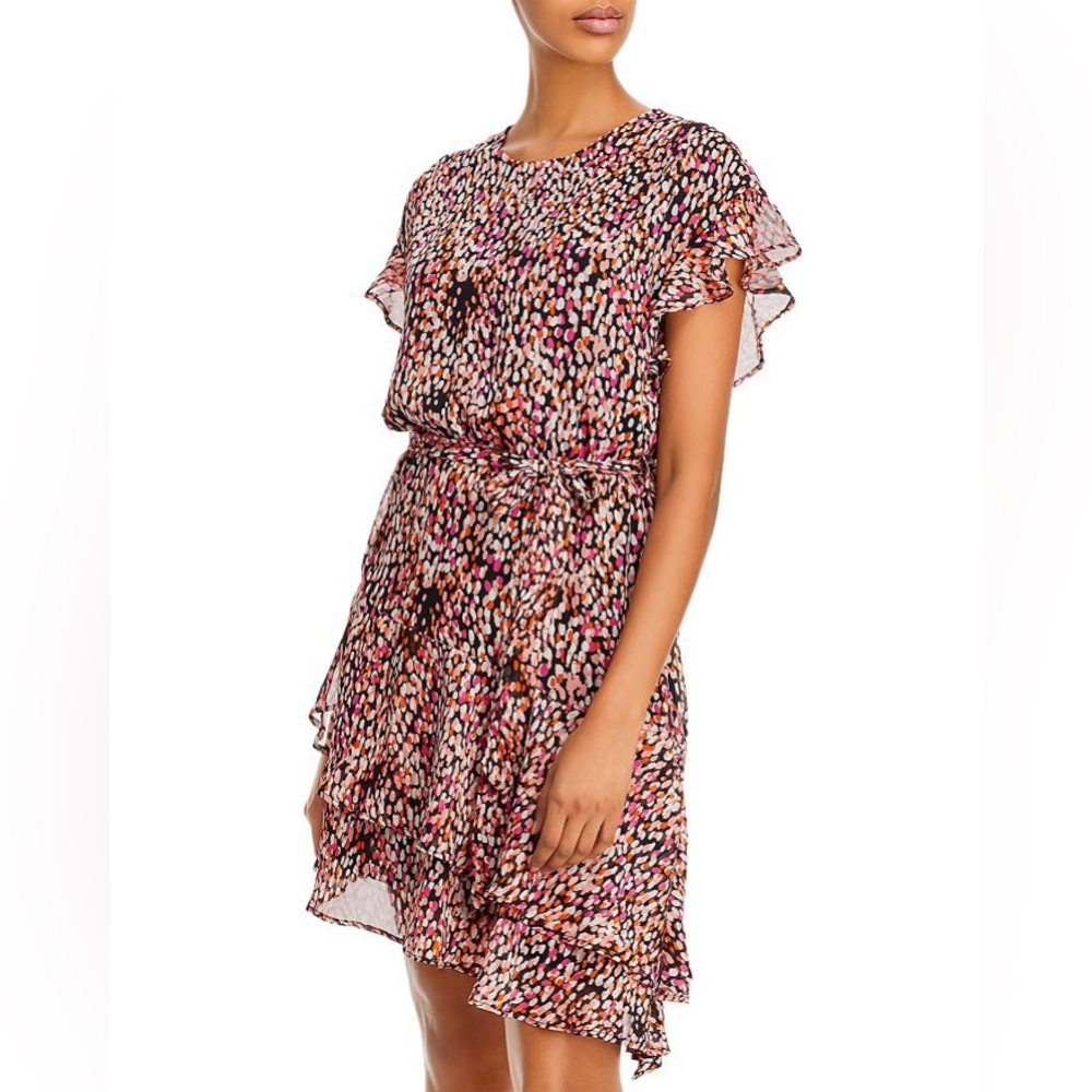 Aqua Asymmetric Hem Ruffle Dress